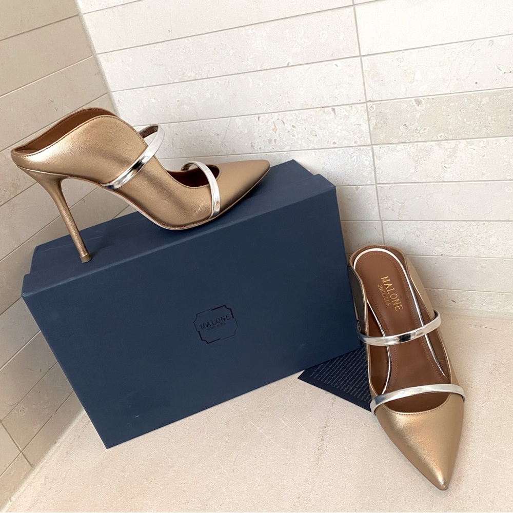 Malone Souliers stunning metallic heels, gentle worn